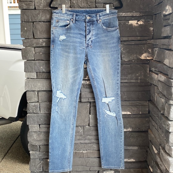 MENS KSUBI CHITCH BLUE RIPPED JEANS SIZE:31 - Picture 1 of 4